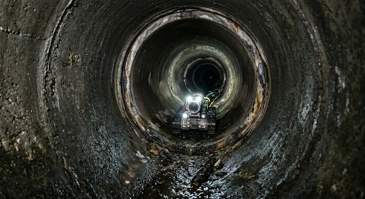 Robotic sewer camera inspecting pipe interior for Sewer Line Repair in Mamakating